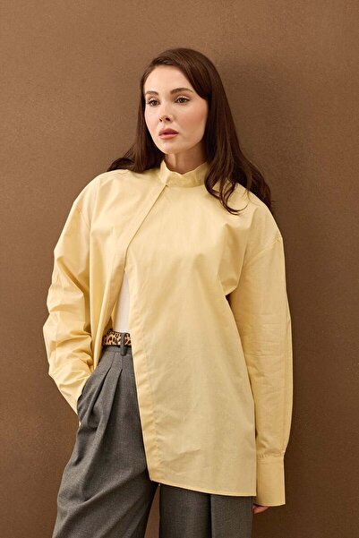 Ceylan Otantik Butter Yellow Front Slit Shirt