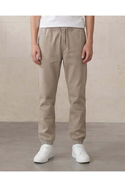 REDTAG Senior Boys Olive Knit Denim Jogger with Cuff