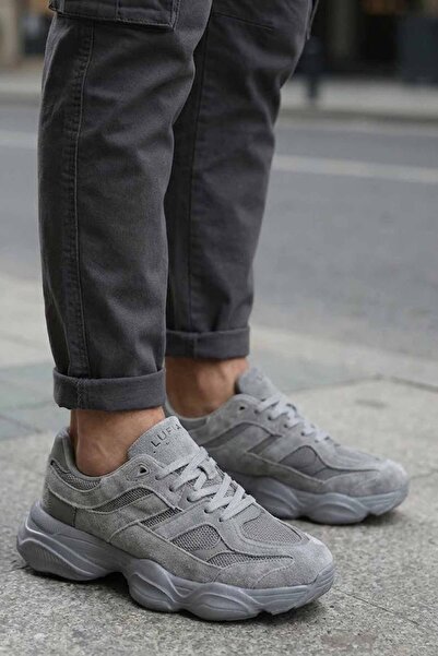 Lufian Gray Unisex Sneaker - Comfortable Casual Shoes with Mesh and Suede Trim