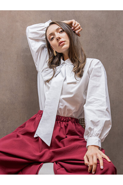 KÜÇÜĞÜM BUTİK Cămașă din poplin cu detaliu alb de legătură