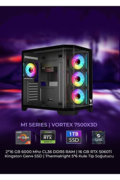 OEM Vortex Amd Ryzen 5 7500X 3D | RTX5060 Ti 16GB | 32GB Ram | 1 Tb SSD 6000/...
