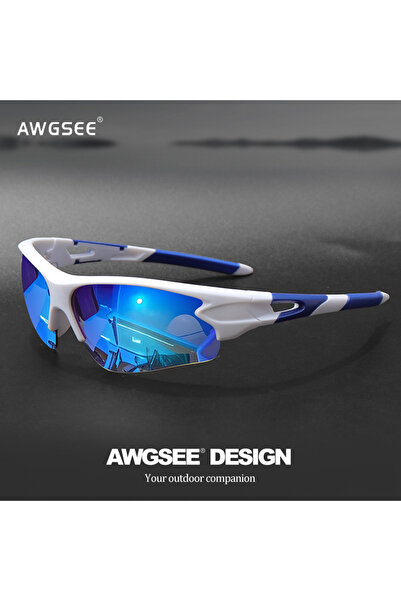 Choice6 c10 white blue Sports Sunglasses for Men & Women – Semi-Rimless UV400...