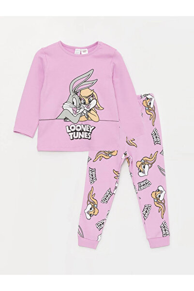 LC Waikiki Lcw Baby Lilac Crew Neck Long Sleeve Looney Tunes Printed Baby Gir...