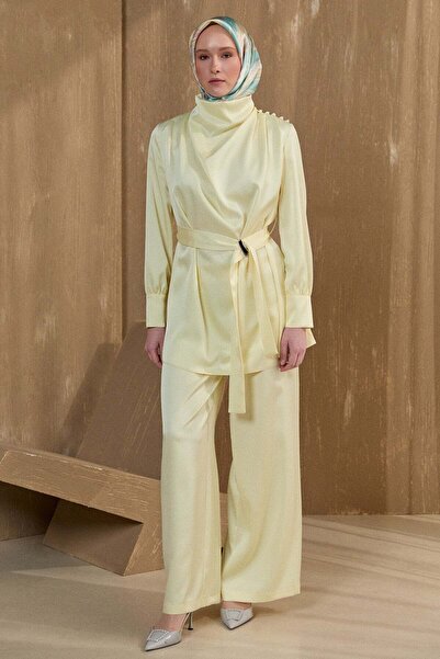 Setrms Degaje Yakalı Saten İkili Takım