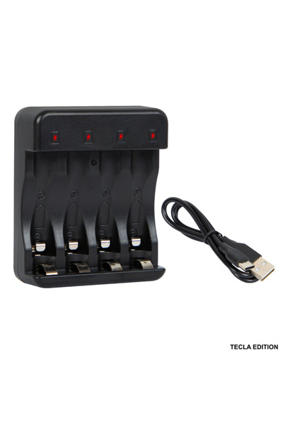 TECLA EDITION Încărcător rapid USB-C XN-108 pentru 4 baterii AA/AAA - Cu indi...
