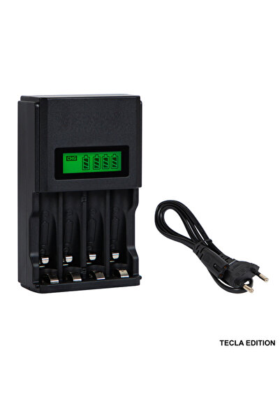 TECLA EDITION Încărcător de baterii AA/AAA cu 4 sloturi și afișaj LCD - XN-107