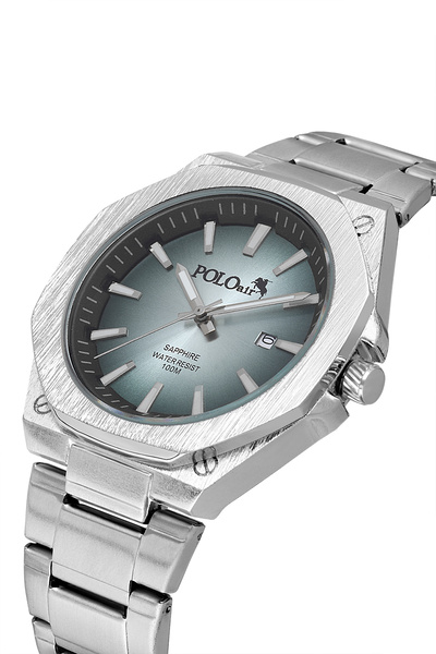Polo Air Classic Men's Wristwatch with Calendar Silver Green Color Pl-7071E4X