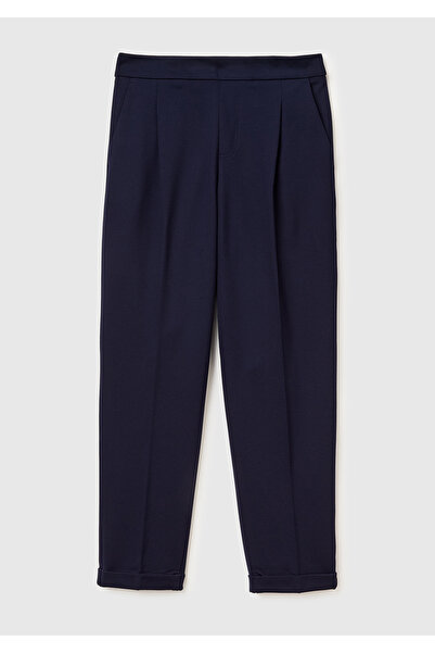 United Colors of Benetton Women's Navy Blue Elastic Waist Trousers