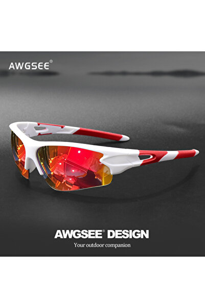Choice5 c9 white red Sports Sunglasses for Men & Women – Semi-Rimless UV400 P...
