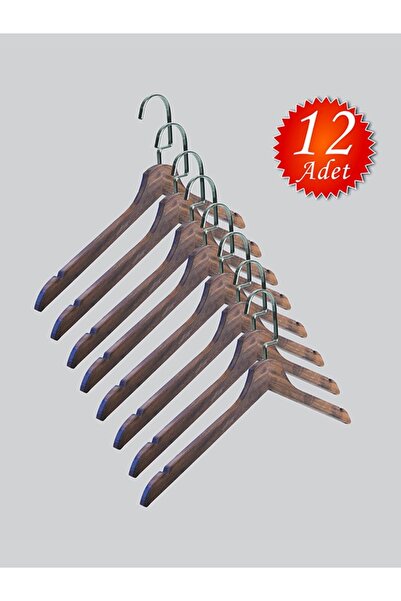 NYN Wooden (Lama Silver Hook) Blouse, Dress, T-Shirt Hangers 12 Pieces