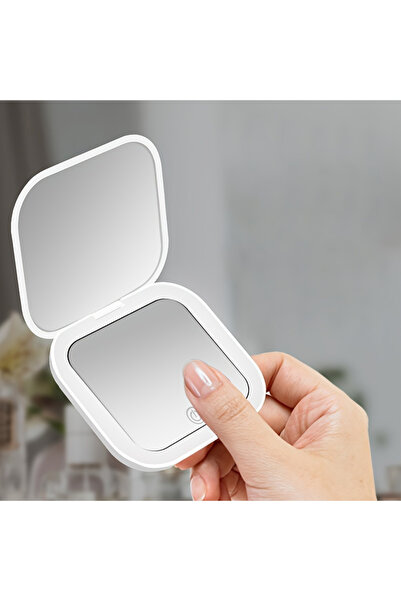Choice1 WHITE Mini Vanity Makeup Mirror with Lights Travel Folding Portable H...