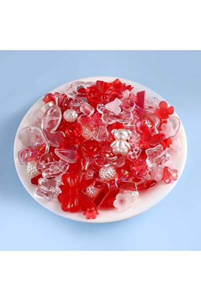 Choice7 Red 1bag Mixing Style Candy Color Acrylic Beads For DIY Handmade Brac...