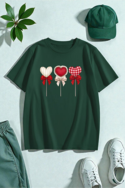 uyguntarz Candy Lolilop Heart Printed Design Tshirt