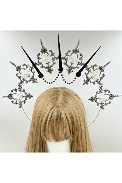 Choice1 B Gothic Lolita Faux Pearl Tiara, Halo Crown, Mary Goddess Headband, ...