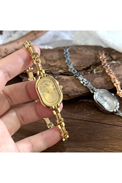 Choice Gold Ladies Vintage Luxury Quartz Watch Elongated Alloy Thin Bracelet ...