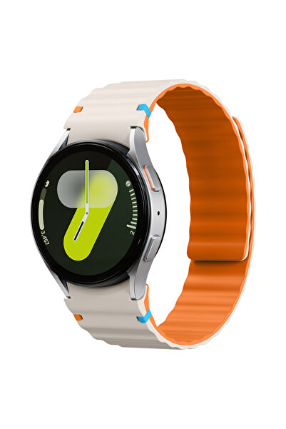 choice2 سوار مغناطيسي برتقالي اللون لساعة Galaxy Watch 7 مقاس 44 مم، متوافق م...