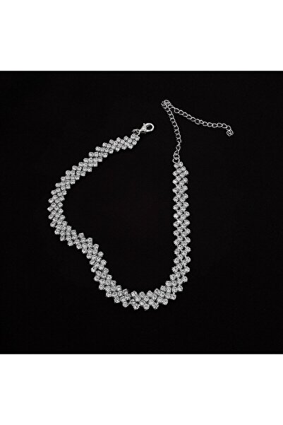 Choice4 silver Luxury Shiny Full Rhinestone Choker Necklace for Women Persona...