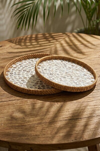 ACAR Palma Round Bamboo Presentation Tray Set