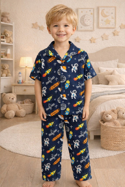 zahider Момчешки комплект пижама от 100% памук с копчета, якичка, къси ръкави...