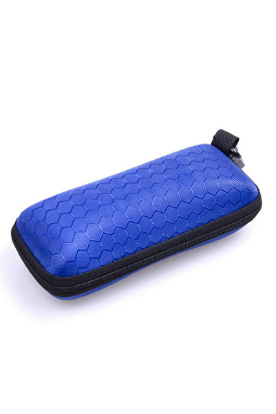 choice2 علبة نظارات زرقاء بتصميم خلية النحل، علبة تخزين بسحاب، علبة نظارات شم...