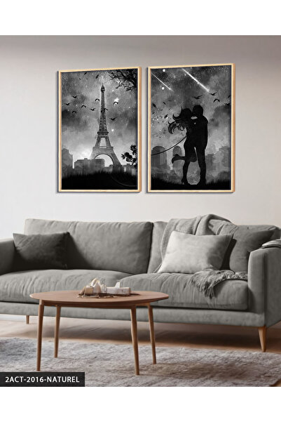 Evinemoda Turnul Eiffel Dragoste 2 Piese Tablou Încadrat în Lemn ACT