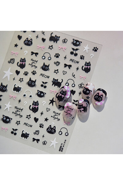 choice2 قطعة واحدة من ملصقات الأظافر المنقوشة خماسية الأبعاد على الطراز الياب...