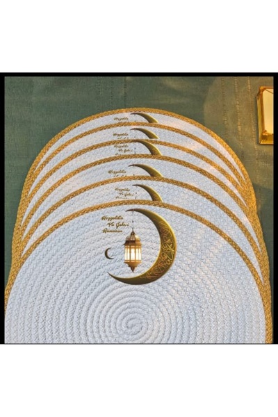 Patiska Tasarım Ramadan Special Set of 6 Straw-Looking Plates – Crescent & La...