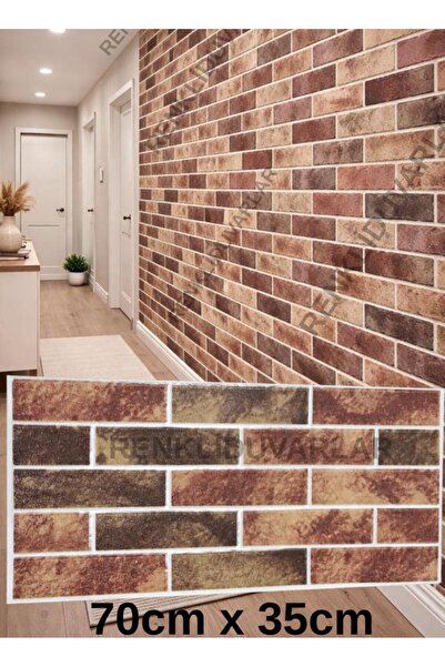 Renkli Duvarlar 1 Adet 70x35cm Yapışkanlı 3D Esnek Sünger Duvar Kaplama Kağıd...