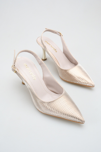 MARSEDO Women's Stiletto Pointed Toe Evening Dress Shoes Emily Gold