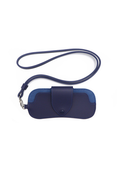 choice2 blue PU Leather Eyeglasses Case Portable Hanging Neck Sunglasses Stor...