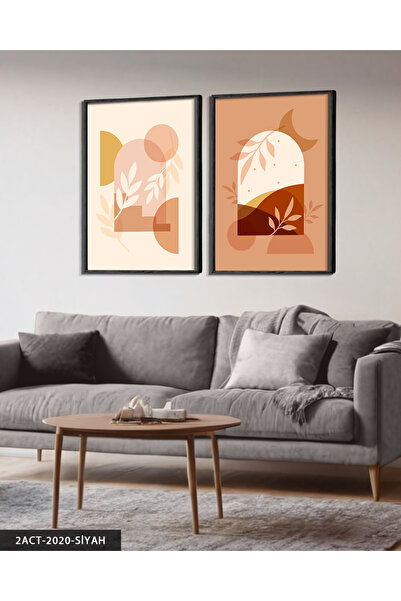 Evinemoda Boho Style Geometric Shapes 2 Pieces Wooden Framed Table Act