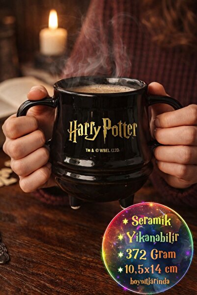 TOYFEST كوب سيراميك مرخص من هاري بوتر بمقبضين، مطبوع عليه شعار أسود، 14 سم، 3...