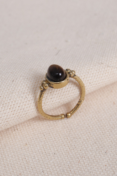 Süspüs Accessories Adjustable Oval Authentic Ring with Tiger's Eye Stone