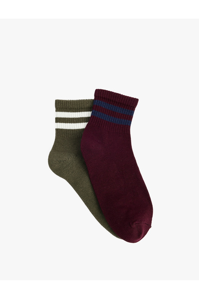 Koton Striped Cotton 2-Piece Sock Set