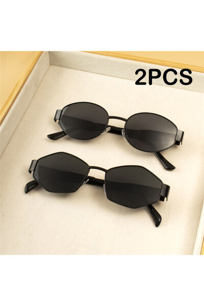 Choice1 C1 2PCS Vintage Punk Style Sunglasses Retro Round Metal Frame Women S...