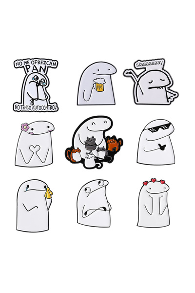 Choice4 AN087-9 1-9pcs Funny Simplified Figures Flork And Cat Enamel Pins Car...