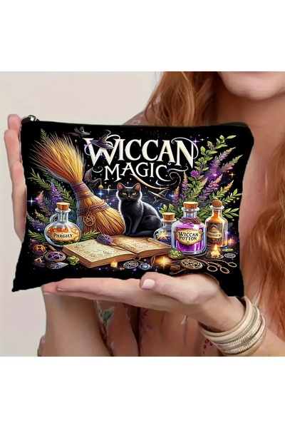 Choice 18X25cm Style1 Witch Magic Black Cat Makeup Bag - Large Capacity Cosme...