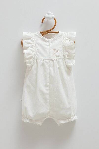 Caramell 0-12 Months Mini Lady Shorts Jumpsuit - Ecru