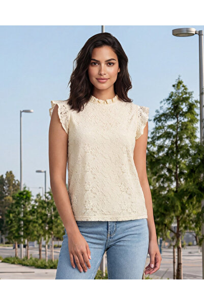REDTAG Women Ivory Lace Embellished Top