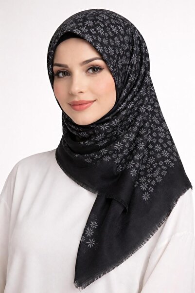 Sinem Emprime Koton Scarf - Black / White-6291-06