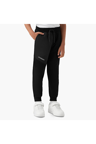Kappa Logo Print Joggers with Drawstring Closure and Pockets