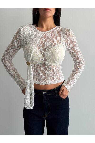 Mistix 4428 BLUZĂ CU DANTELĂ ȘI CATARAMĂ LA FAȚĂ