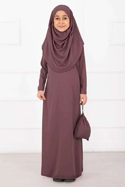 EBRUTESETTÜR Hijab Children's Prayer Dress Dried Rose