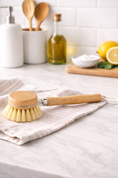 Destpak Bamboo Dish Brush - Both Stylish and Practical - Hard Tip - Weed-Look...