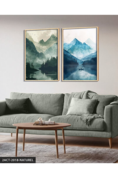 Evinemoda Отразяващ пейзаж 2-частна картина с дървена рамка ACT