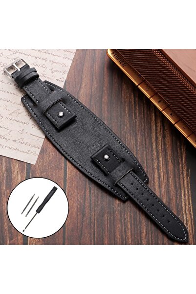Choice4 24mm Black Leather Watchband 20mm 22mm 24mm Strap With Mat Bund Strap...