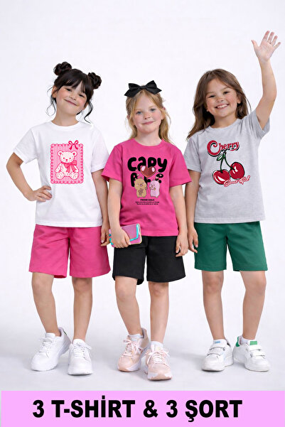 twins tailors 3-компонентен комплект за момичета Комплект от памучна тениска ...