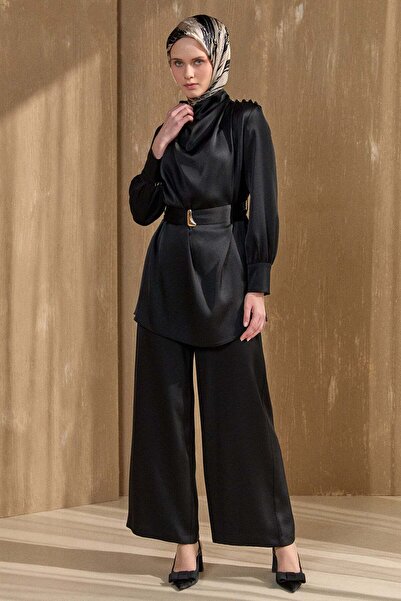 Setrms Degaje Yakalı Saten İkili Takım