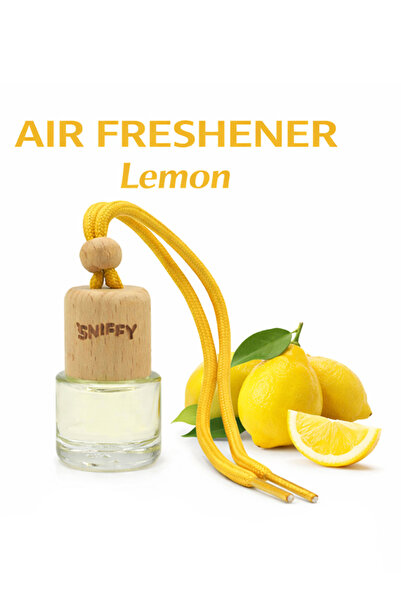 sniffy Car Hanging Air Freshener with Wooden Cap, Long Lasting Lemon Fragranc...