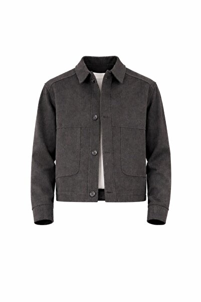 RUVEN TEKSTİL Men's Shirt Collar Oversize Short Checked Coat